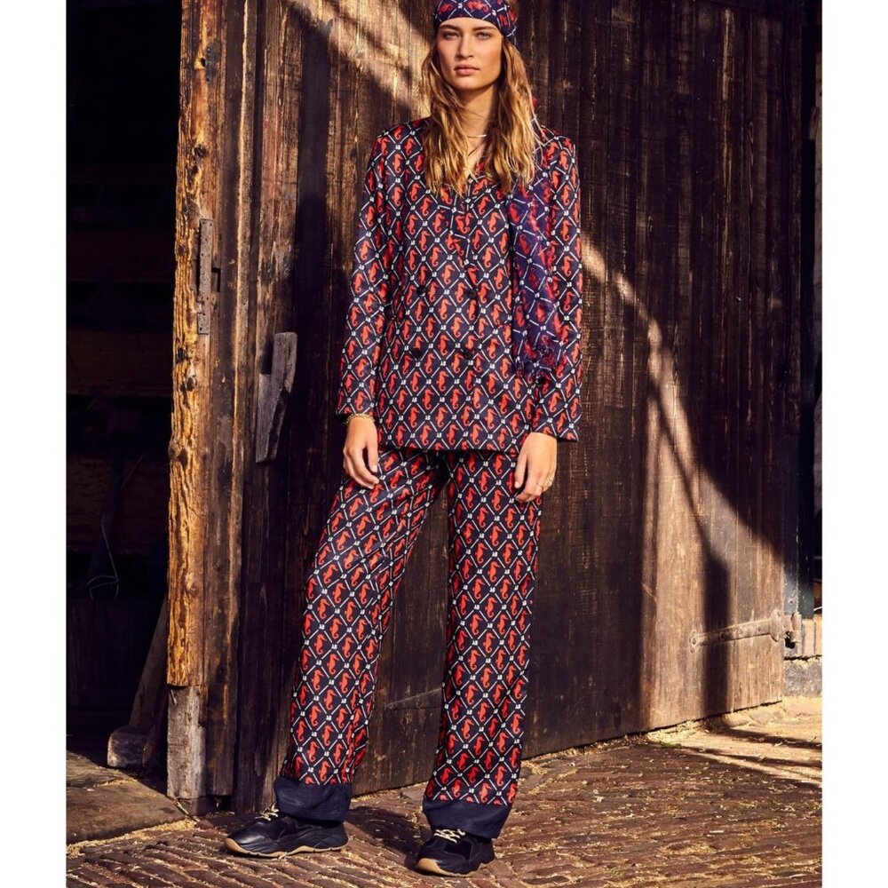 Scotch & Soda Amsterdams Blauw Matchy Seahorse Blazer & Pajama Style Pants Small - Picture 3 of 13